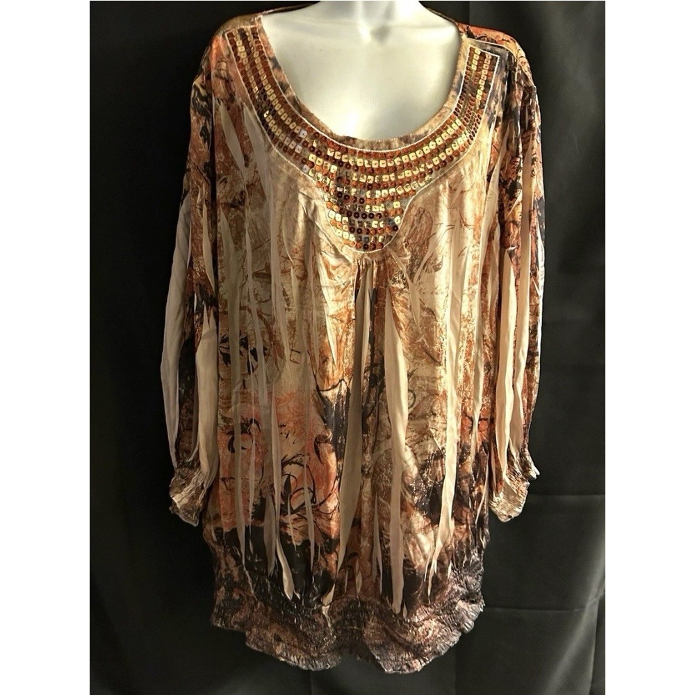 New Cato Sz 26W Plus Sequin Dazzle Neck  Blouse #1830*10
